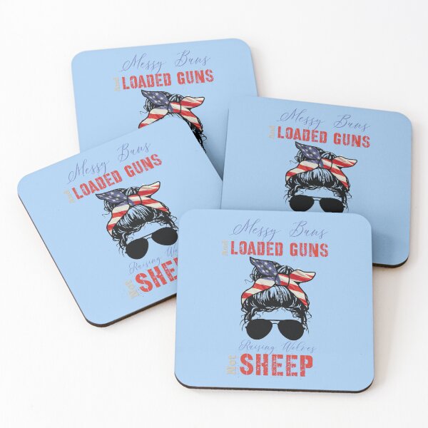 Item preview, Messy Buns and Loaded Guns, Raising Wolves Not Sheep,  Messy Buns Patriotic Mom Aviator Sunglasses, American Flag Headband, USA Proud Mom designed and sold by LifeIsAGiftD.