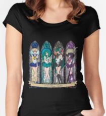 Camiseta entallada de cuello ancho S.M. Crystal stained glass style