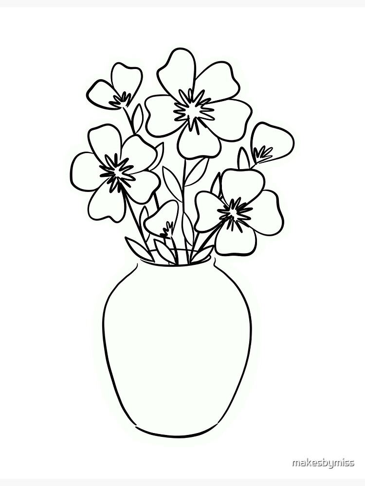 rose flower vase of coloring page element with graphic illustration pencil  line art design 12714551 Vector Art at Vecteezy