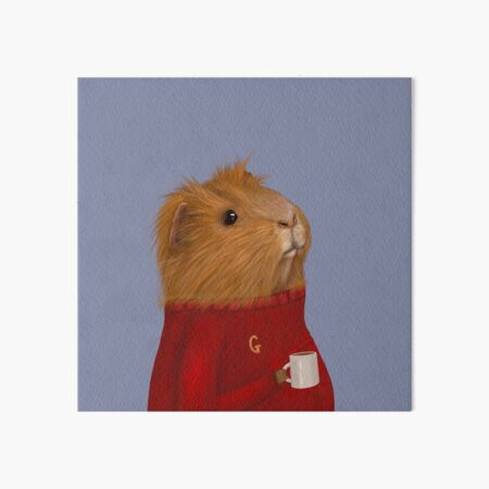 Vista previa del artículo con la obra «Conejillo de Indias en Jersey rojo», diseñado y vendido por Kittys-Art.