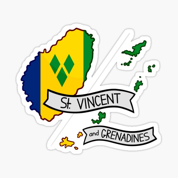 "Saint Vincent and Grenadines Flag Map Sticker" Sticker for Sale by
