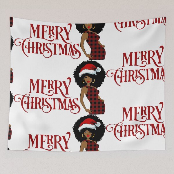 Item preview, Merry Christmas, Christmas, New Year, Christmas Girl, Afro Woman, Afro Lady designed and sold by ArtHolidayPrint.