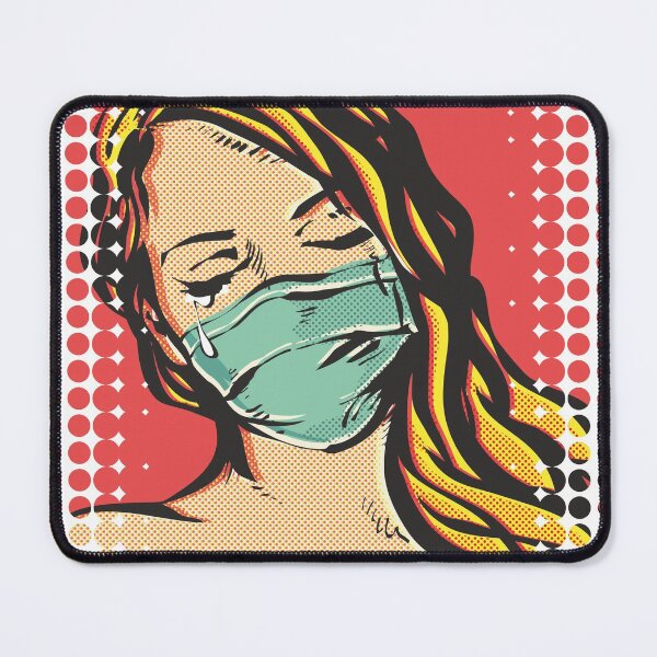 Item preview, Pop Art Woman wearing coronavirus mask. COVID-19 Pandemic Coronavirus Fitted Scoop T-Shirt designed and sold by etraveler.