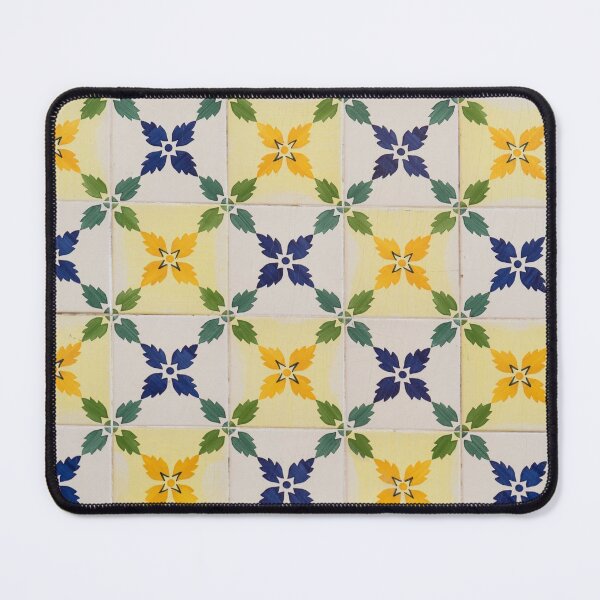 Item preview, Painted Patterns - Floral Azulejo Tiles in Green Blue and Yellow designed and sold by Georgia Mizuleva.
