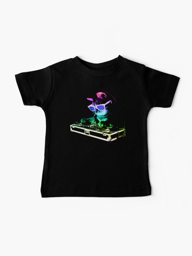 Thumbnail 1 of 2, Baby T-Shirt, HOUSE CAT (Rainbow DJ Kitty) designed and sold by robotface.
