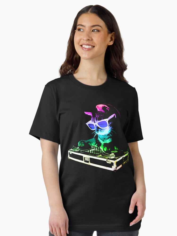 Thumbnail 2 of 7, Essential T-Shirt, HOUSE CAT (Rainbow DJ Kitty) designed and sold by robotface.