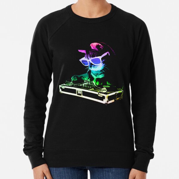 HOUSE CAT (Rainbow DJ Kitty) Lightweight Sweatshirt