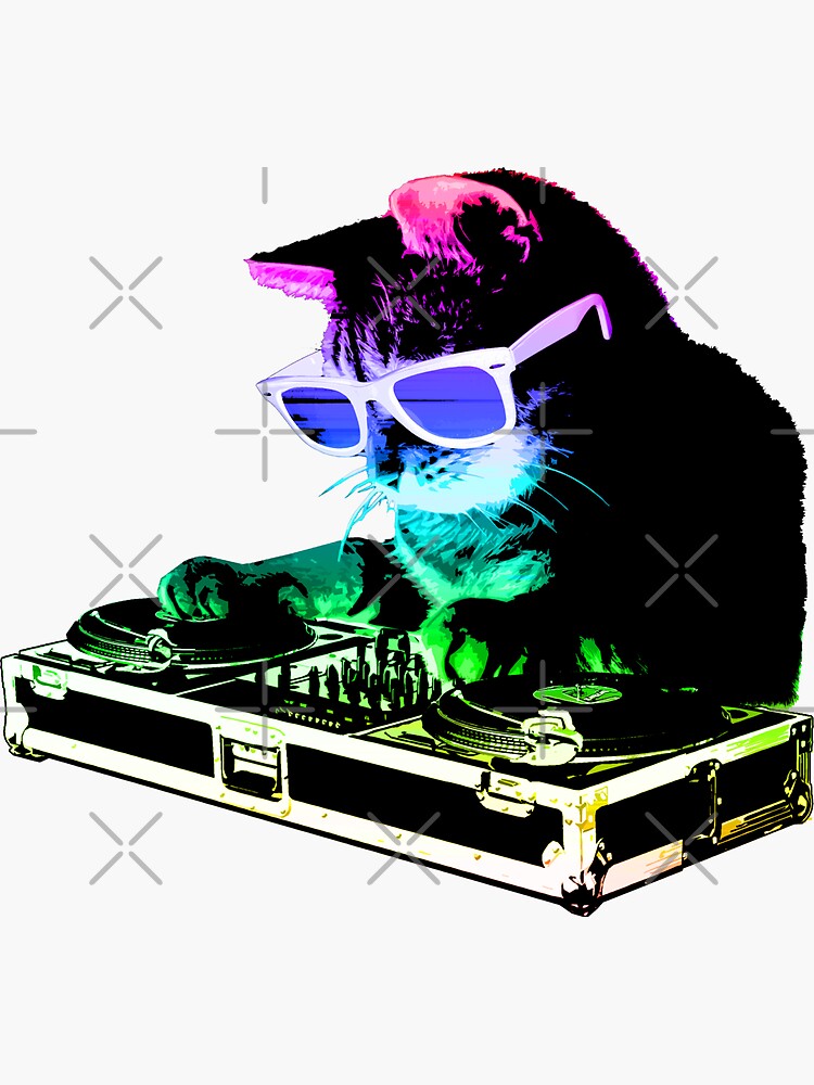 HOUSE CAT (New DJ Kitty) Sticker for Sale by robotface