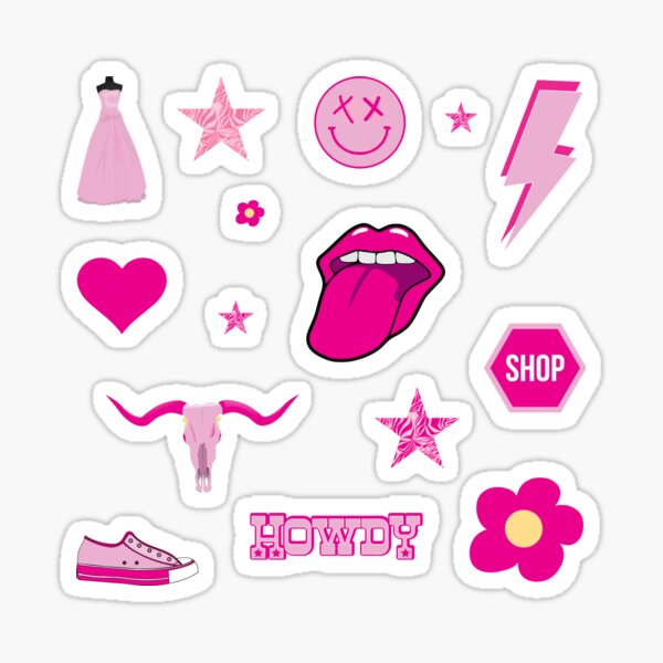 Qpout 120pcs Preppy Stickers Pink Cute Vinyl Aesthetic Girly