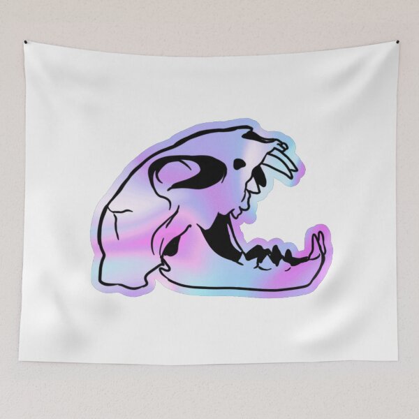 Item preview, Dinosaur skull with purple and blue tones designed and sold by Cata-mcd.