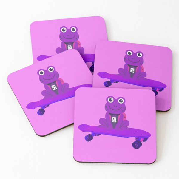 Item preview, Purple Frog With Backpack On A Skateboard designed and sold by thecooltable.