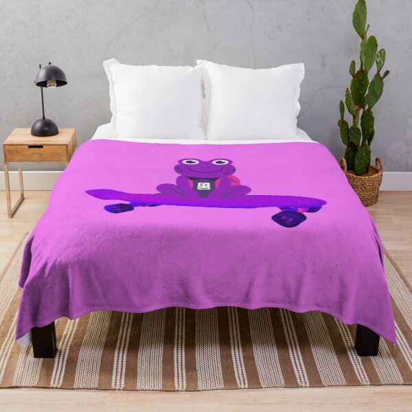 Item preview, Purple Frog With Backpack On A Skateboard designed and sold by thecooltable.