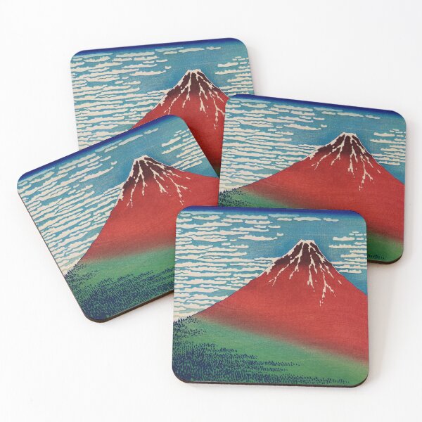 Aperçu de l'œuvre Impression de bloc de montagne rouge japonais créée et vendue par Art-by-Geoff.