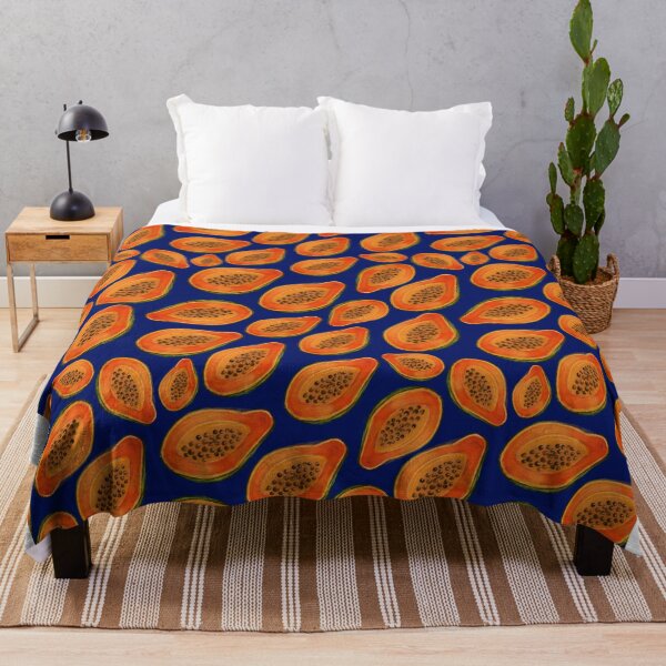 Item preview, Watercolour, digital papaya fruits seamless pattern isolated on blue background. Concept for wallpaper, print, cards designed and sold by artsofy.