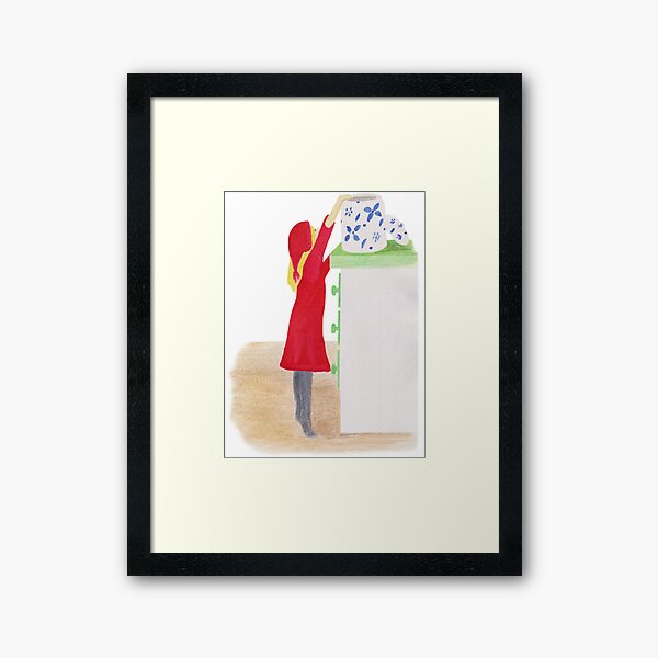 Nisse girl pinching cookies Framed Art Print