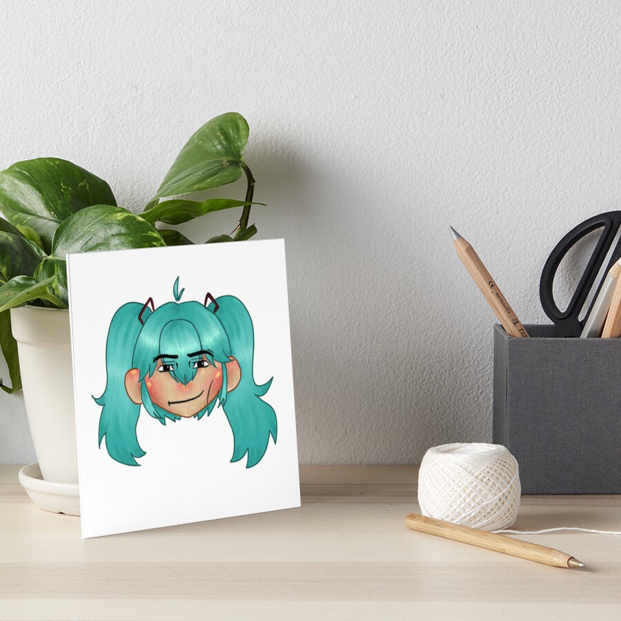 Hatsune Miku Roblox Manface Art Board Print By Cave Rat Redbubble