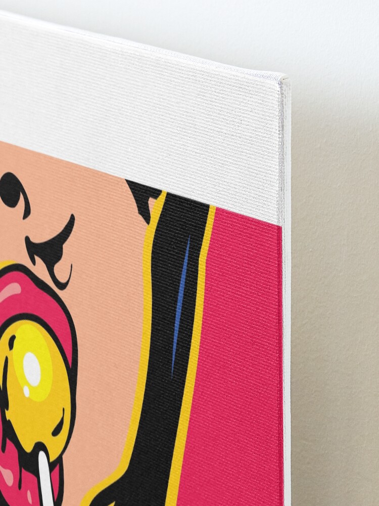 Pop art woman licking lollipop | Mounted Print