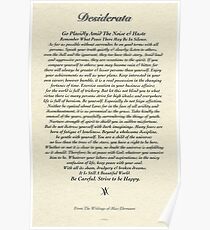 Original Desiderata Poem by Max Ehrmann Poster