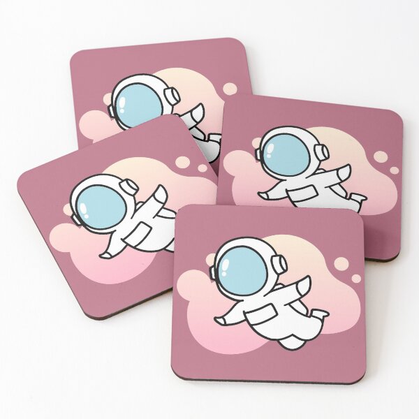 Item preview, White Astronaut Floating Through Space | Cute Pink and Orange Gradient designed and sold by MiaDelelai.