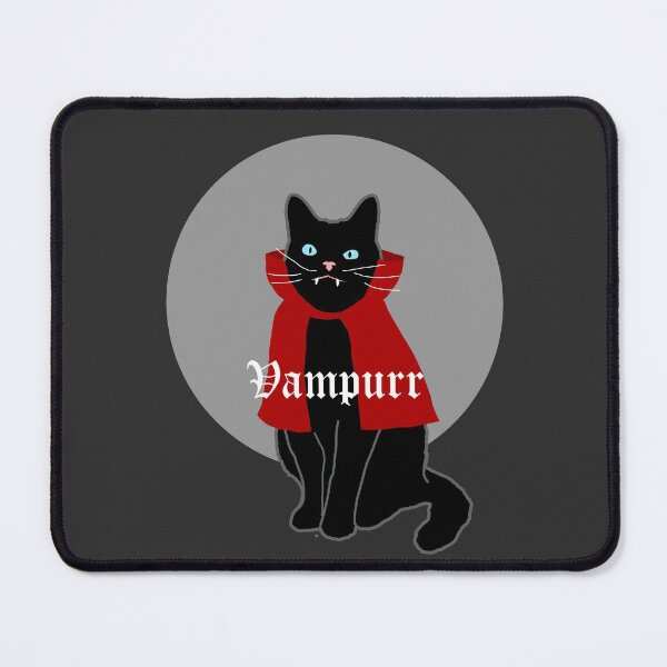 Item preview, Vampurr cat spooky Halloween cat with red cape designed and sold by Saba-Red-Ideas.