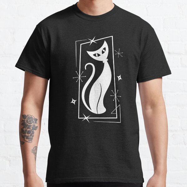 Atomic Star Cat Black - MidCentury Modern Christmas MCM Classic T-Shirt