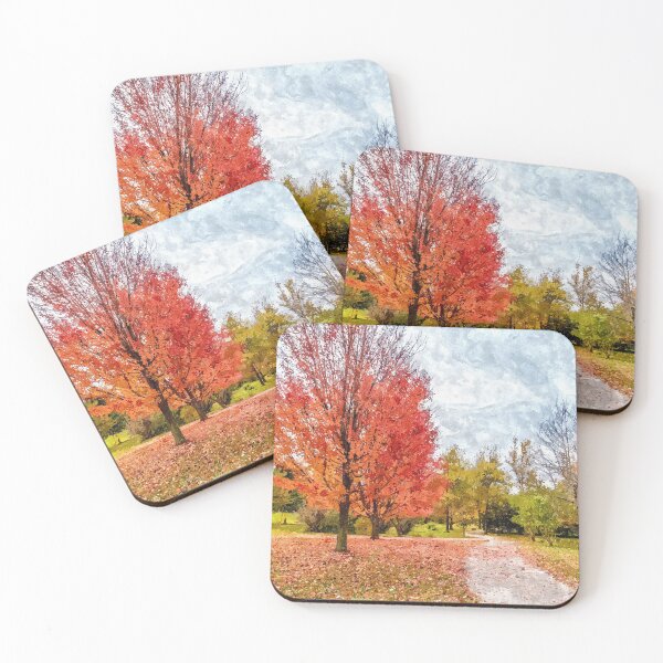 Item preview, Red Maple Trees Along The Walk Painterly designed and sold by mljdwhite.