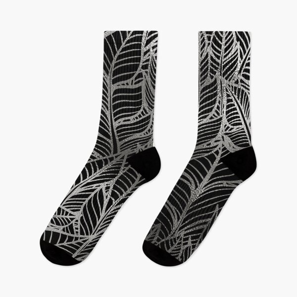 Item preview, Art Deco (Faux) Silver And Black Leaf Pattern designed and sold by DEC02.