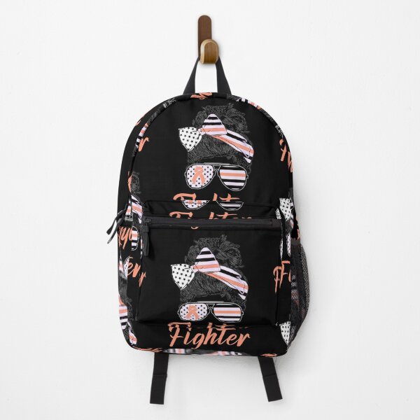 Item preview, Messy Bun Fighter Uterine Cancer Awareness Peach Ribbon designed and sold by Zurickdesigns.