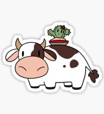 Cow and Flower Cactus Sticker