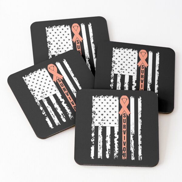 Item preview, Patriotic Survivor Uterine Cancer Awareness Peach Ribbon designed and sold by Zurickdesigns.
