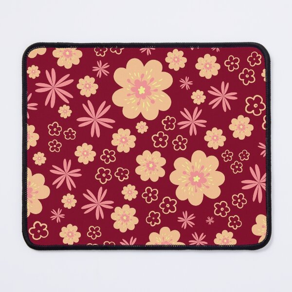 Item preview, Retro Orange Floral Pattern - Burgundy designed and sold by Dreaming-Cocoon.