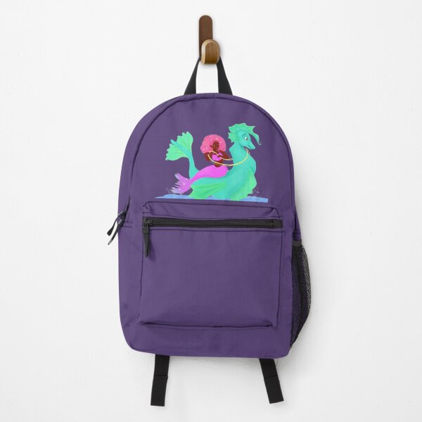 Item preview, Curvy Cute Pink Afro Mermaid Riding Green Seahorse designed and sold by Patricia Grannum.