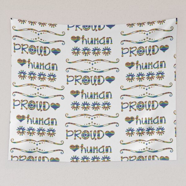 Item preview, Proud Human - rainbow hearts and flowers edition  designed and sold by Indivisible.