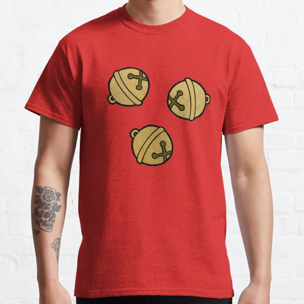 Jingle Bells Christmas Pattern in Gold and Red Classic T-Shirt