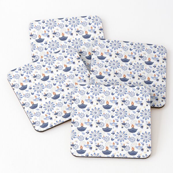 Item preview, Blue Diwali diya pattern designed and sold by Home Cyn Home.