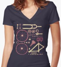 Bicycle Parts Women's Fitted V-Neck T-Shirt