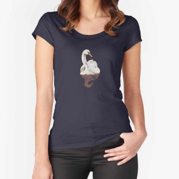 "Less Worry, More Grace" Swan Fitted Scoop T-Shirt