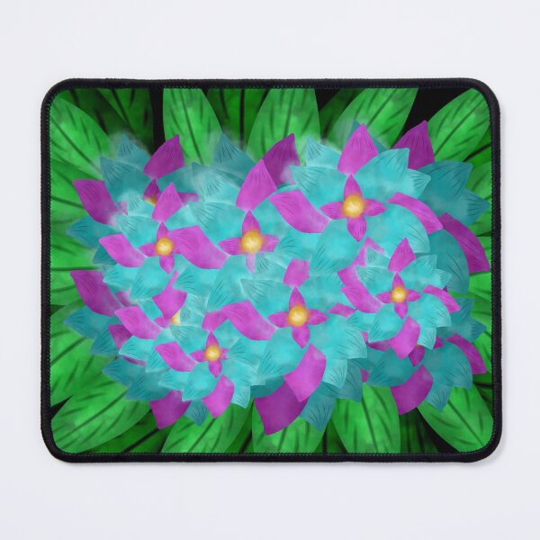 Item preview, Light blue and pink flowers with leaves designed and sold by Midnightviera.
