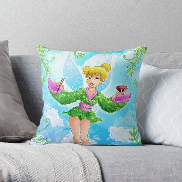 Disney Tinkerbell Pillow/ Disney Tinkerbell Fairy Room Décor/ Tinkerbell  Floral Throw Pillow Gift/ Bedroom Decoration Fairy Throw Pillow