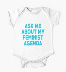 Body de manga corta para bebé Agenda Feminista Azul Neón