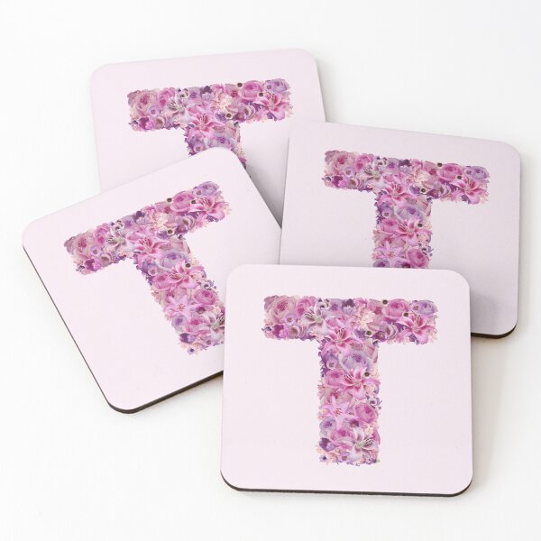 Item preview, Letter T | Pink Flower Pattern | Letter Art | Typography designed and sold by hayleylauren.