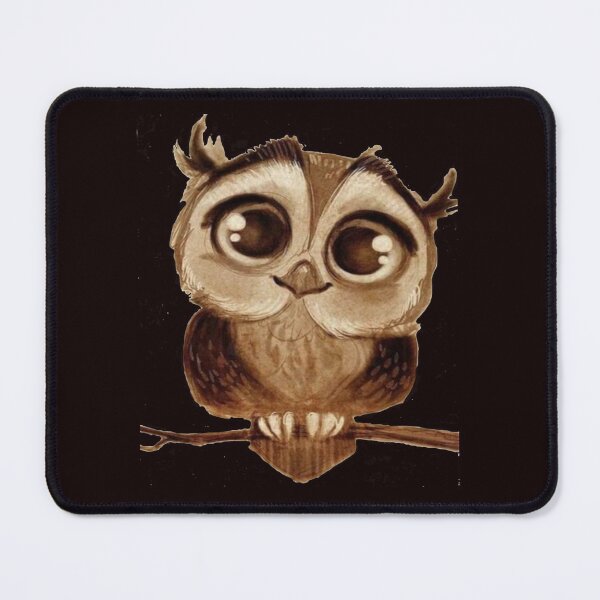 Item preview, Big Eyes Owl Sitting On Branch Black designed and sold by Rowena Jones.