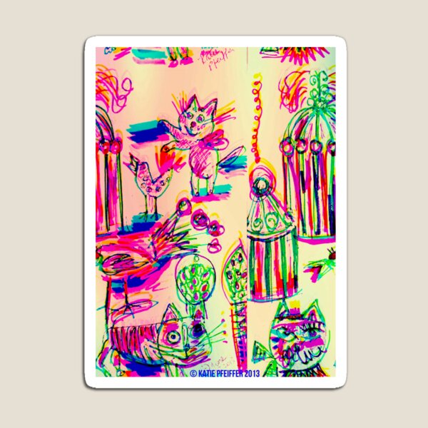 Pop Art Birds Cats Magnet