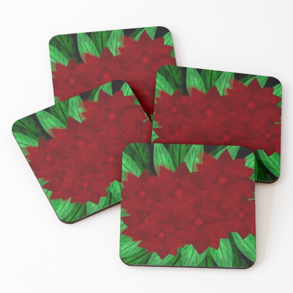 Item preview, Red flowers with leaves designed and sold by Midnightviera.