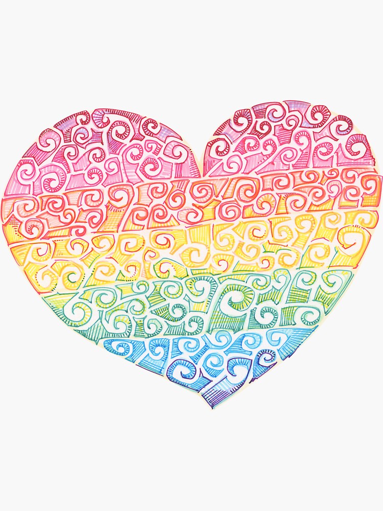 Rainbow Swirl Heart Drawing - 2016 by gwennpaints
