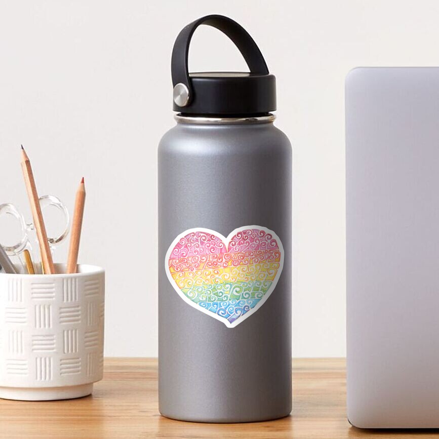 Rainbow Swirl Heart Drawing - 2016 Sticker