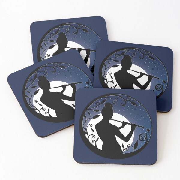 Item preview, Flute Girl Moonlight Silhouette  designed and sold by Jazznote.