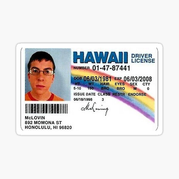 Mclovin Fake Id Front And Back