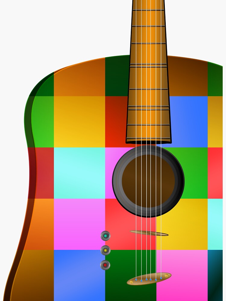 Thumbnail 3 of 3, Sticker, Guitar Art Mondrian Style designed and sold by Vk91.