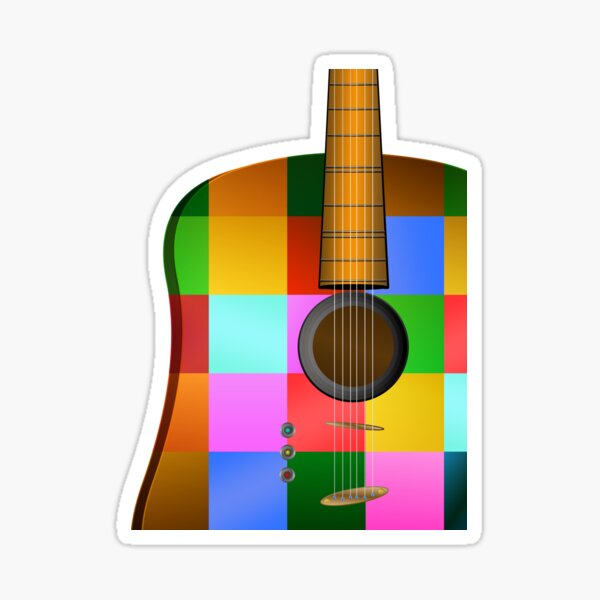 Guitar Art Mondrian Style Sticker